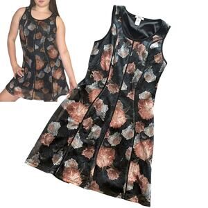 BAR III Bodycon Sheath DRESS Black Lined Floral Mesh Small Mob Wife Sleeveless